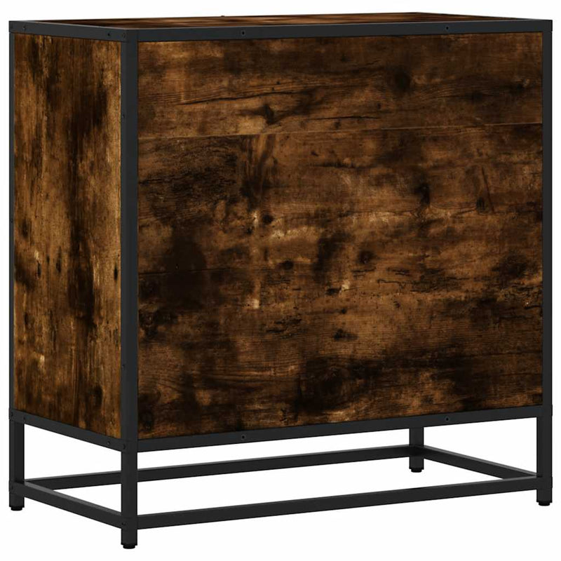 vidaXL füstös tölgy színű szerelt fa és fém éjjeliszekrény 60x31x60 cm