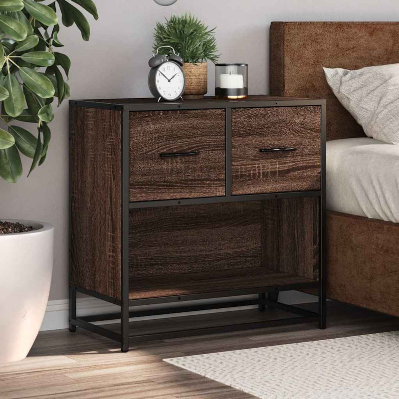 vidaXL barna tölgy színű szerelt fa és fém éjjeliszekrény 60x31x60 cm