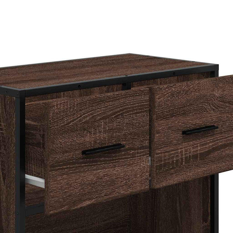 vidaXL barna tölgy színű szerelt fa és fém éjjeliszekrény 60x31x60 cm