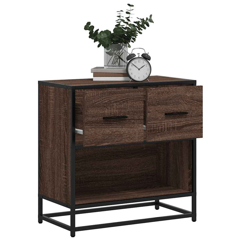 vidaXL barna tölgy színű szerelt fa és fém éjjeliszekrény 60x31x60 cm