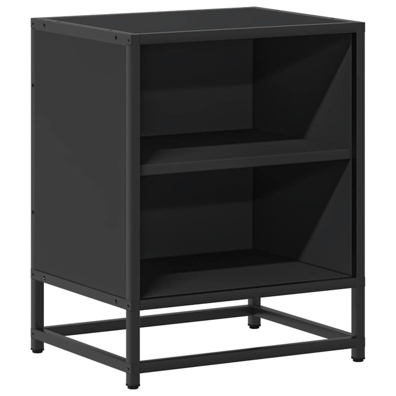 vidaXL éjjeliszekrény fekete 40x31x50 cm műfa és fém