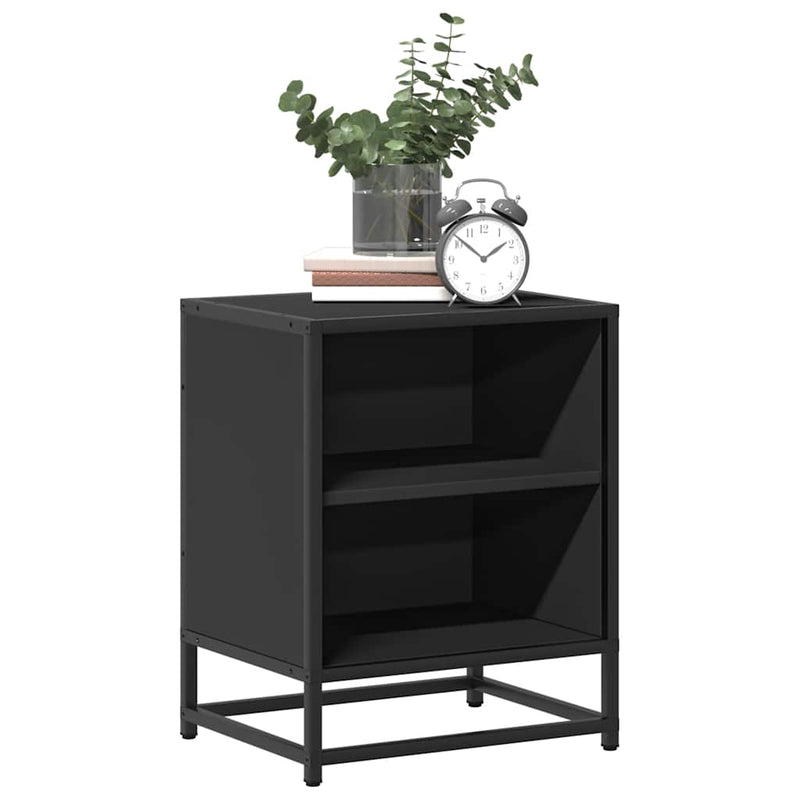 vidaXL éjjeliszekrény fekete 40x31x50 cm műfa és fém