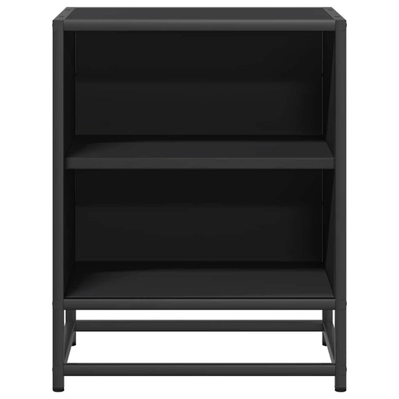 vidaXL éjjeliszekrény fekete 40x31x50 cm műfa és fém
