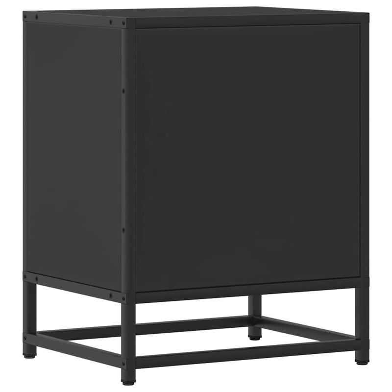 vidaXL éjjeliszekrény fekete 40x31x50 cm műfa és fém