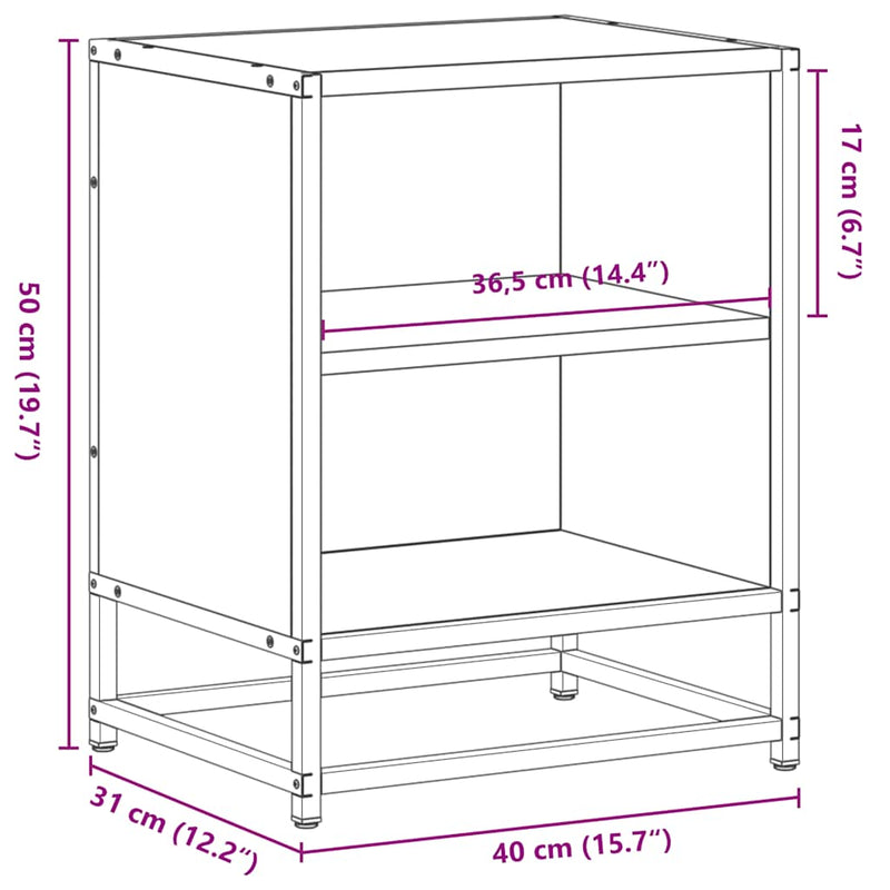vidaXL éjjeliszekrény fekete 40x31x50 cm műfa és fém