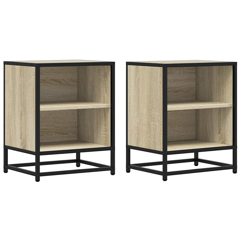 vidaXL éjjeliszekrények 2 db Sonoma tölgy 40x31x50 cm Gépi fa és fém