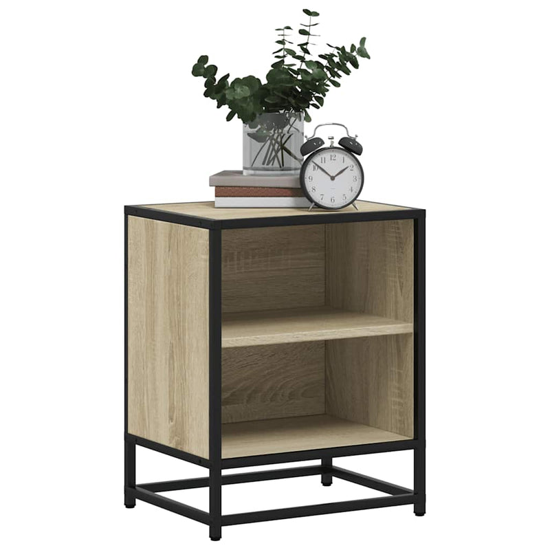 vidaXL éjjeliszekrények 2 db Sonoma tölgy 40x31x50 cm Gépi fa és fém