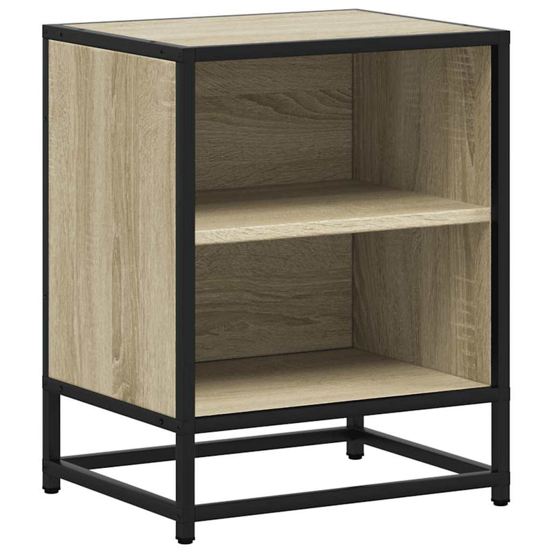 vidaXL éjjeliszekrények 2 db Sonoma tölgy 40x31x50 cm Gépi fa és fém