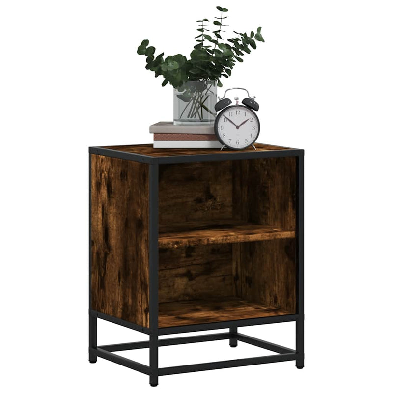 vidaXL éjjeliszekrény füstölt tölgy 40x31x50cm fából és fémből készült