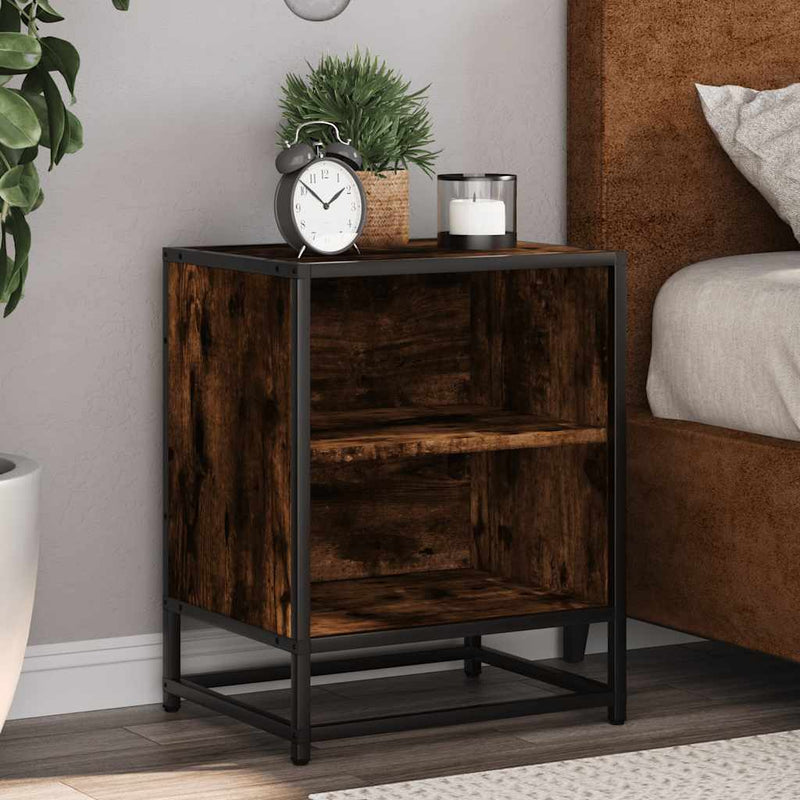 vidaXL éjjeliszekrény füstölt tölgy 40x31x50cm fából és fémből készült