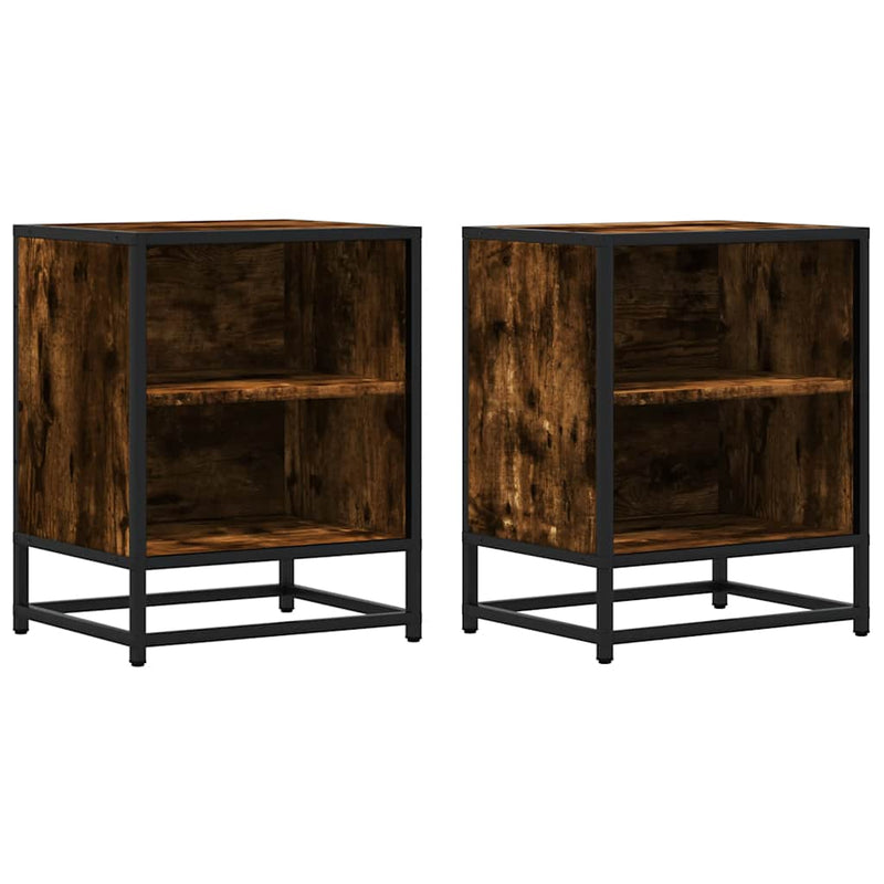 vidaXL éjjeliszekrények 2 db füstölt tölgy 40x31x50 cm Gépi fa és fém