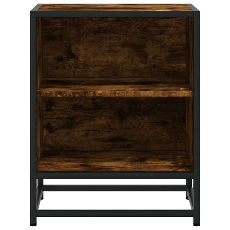 vidaXL éjjeliszekrények 2 db füstölt tölgy 40x31x50 cm Gépi fa és fém