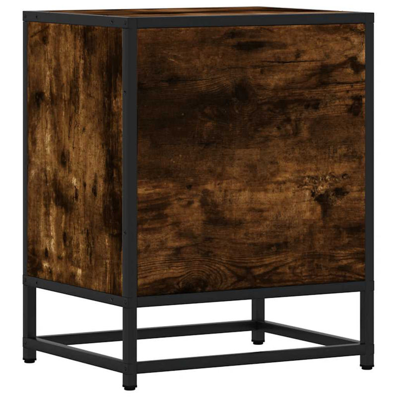 vidaXL éjjeliszekrények 2 db füstölt tölgy 40x31x50 cm Gépi fa és fém