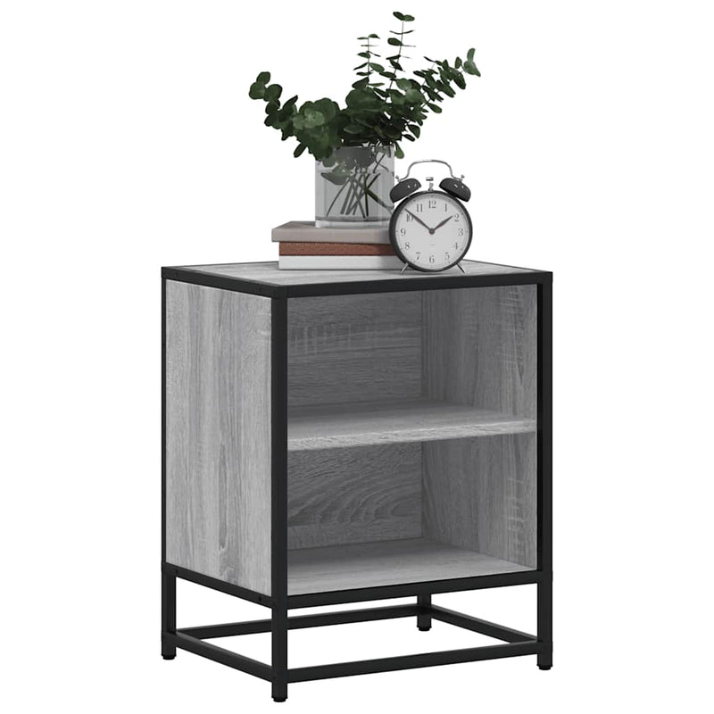 vidaXL éjjeliszekrény szürke Sonoma 40x31x50 cm Gépi fa és fém