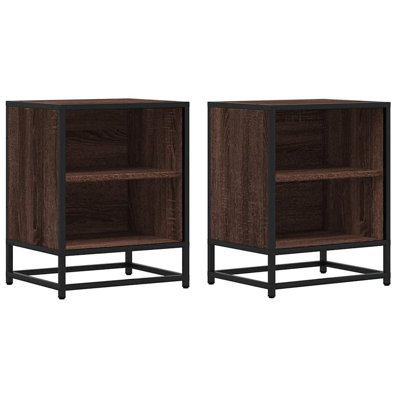 vidaXL éjjeliszekrények 2 db barna tölgy 40x31x50 cm műfából és fémből