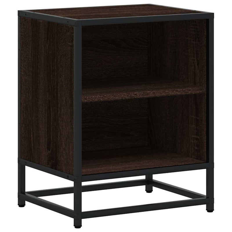 vidaXL éjjeliszekrények 2 db barna tölgy 40x31x50 cm műfából és fémből