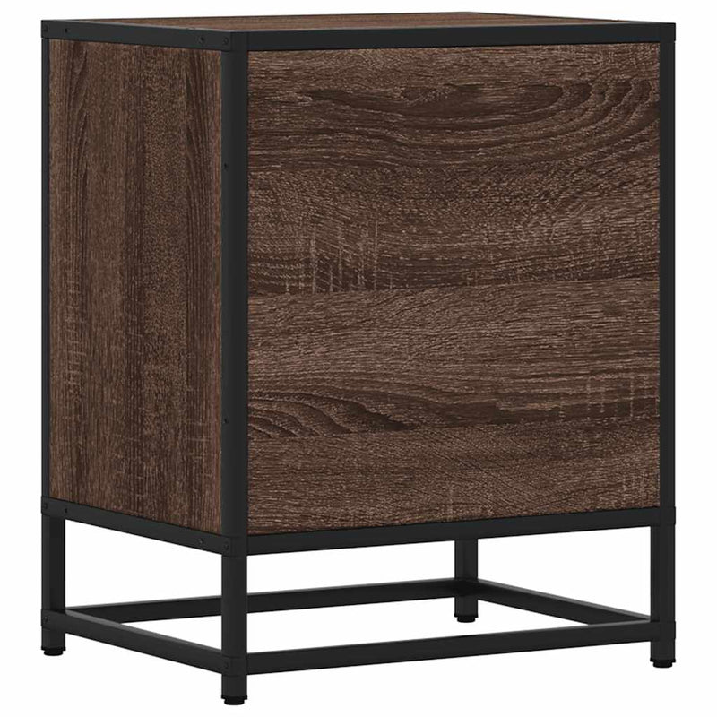 vidaXL éjjeliszekrények 2 db barna tölgy 40x31x50 cm műfából és fémből