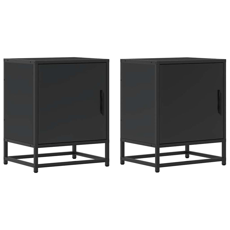 vidaXL éjjeliszekrények 2 db Fekete 40x31x50 cm Méretezett fa és fém