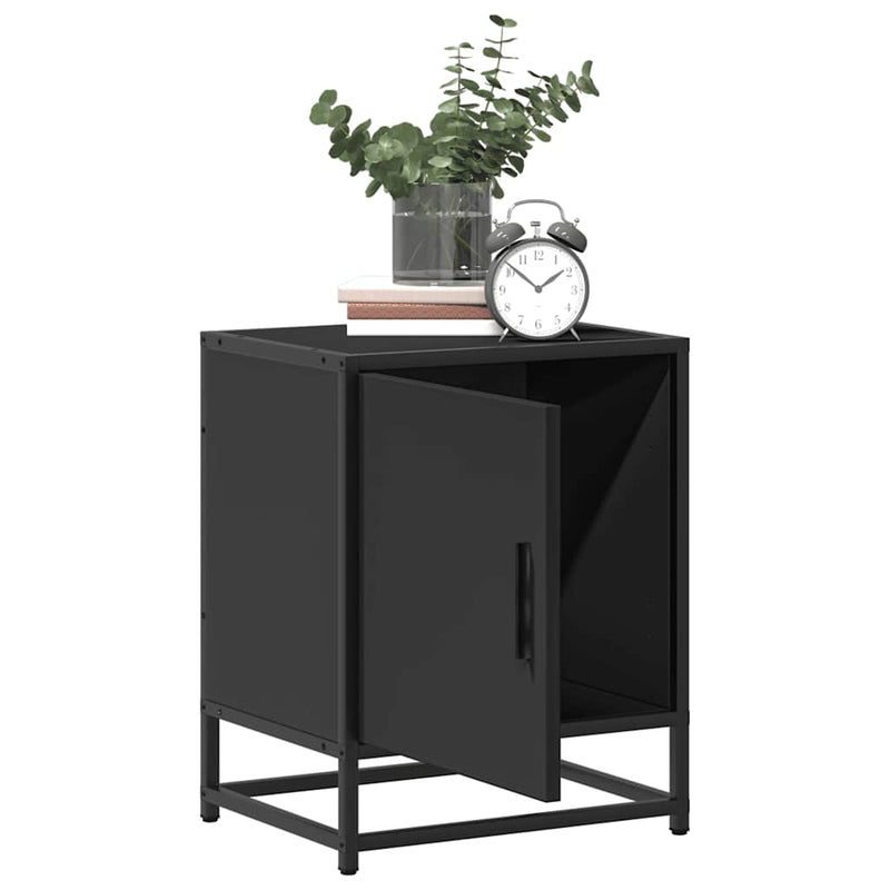 vidaXL éjjeliszekrények 2 db Fekete 40x31x50 cm Méretezett fa és fém