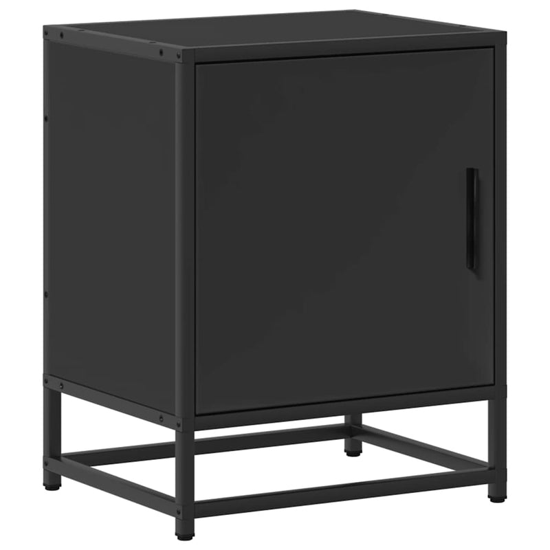 vidaXL éjjeliszekrények 2 db Fekete 40x31x50 cm Méretezett fa és fém