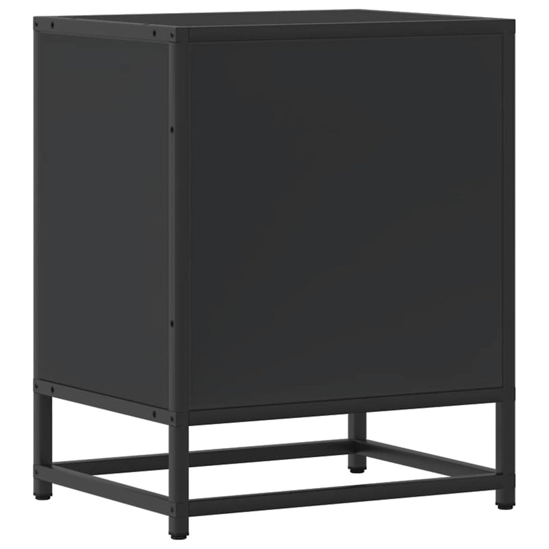 vidaXL éjjeliszekrények 2 db Fekete 40x31x50 cm Méretezett fa és fém