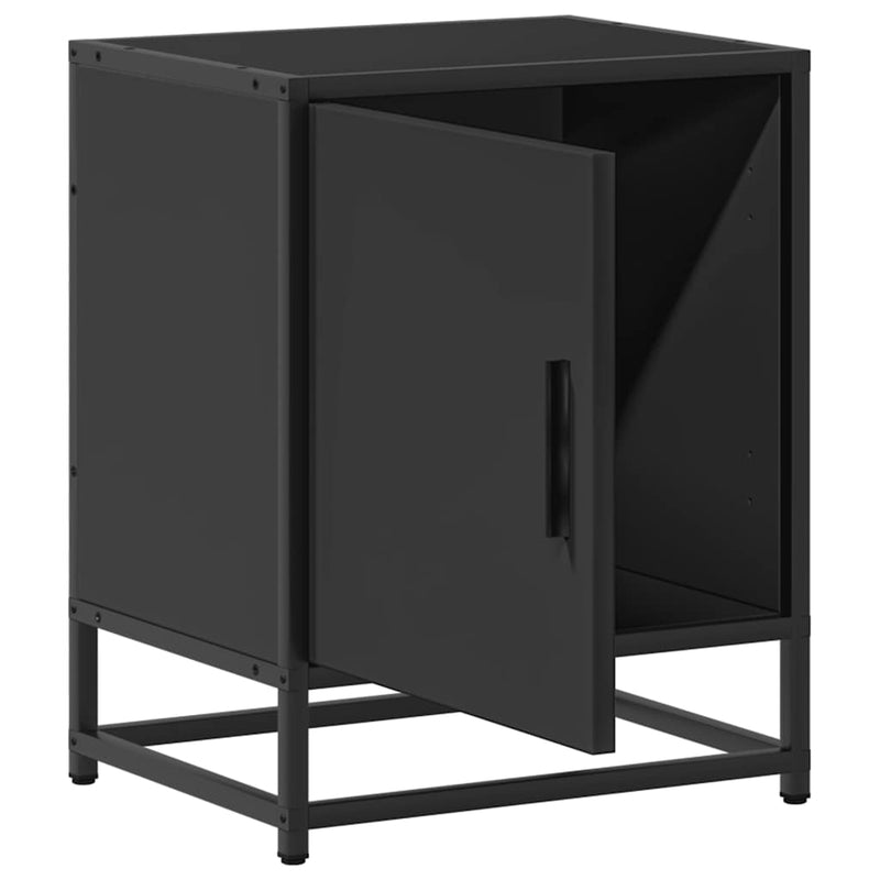vidaXL éjjeliszekrények 2 db Fekete 40x31x50 cm Méretezett fa és fém
