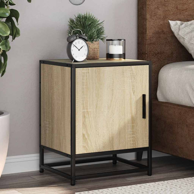vidaXL éjjeliszekrény Sonoma tölgy 40x31x50 cm Gépi fa és fém