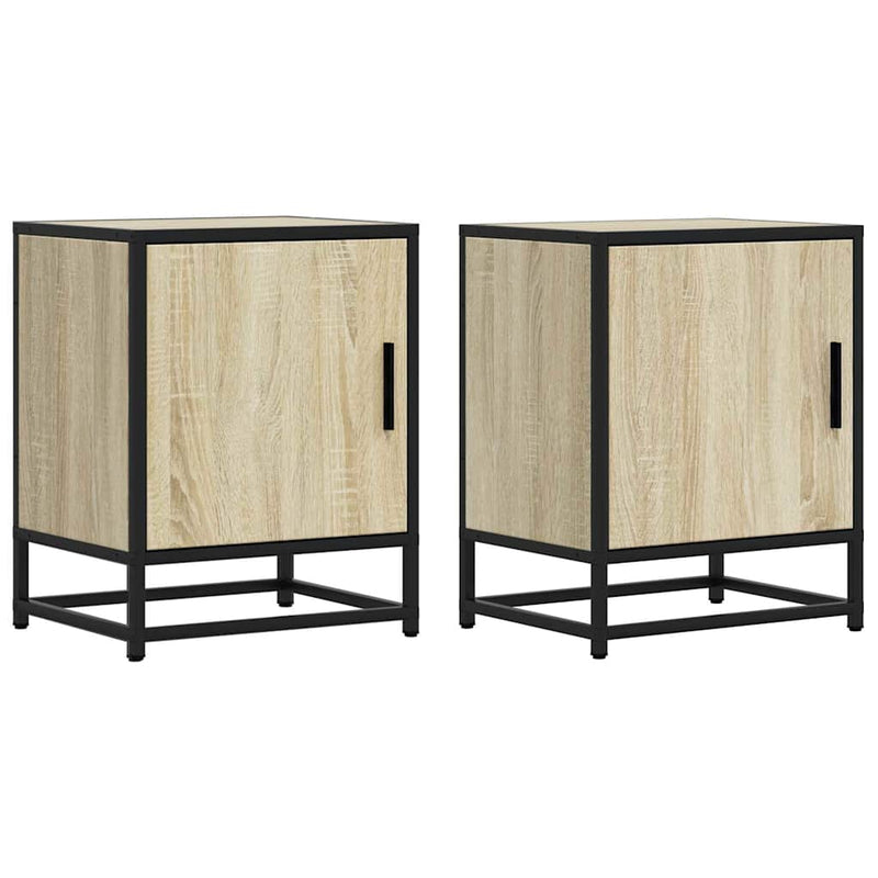 vidaXL éjjeliszekrények 2 db Sonoma tölgy 40x31x50 cm Gépi fa és fém