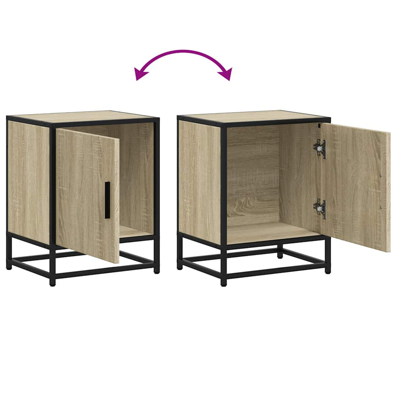 vidaXL éjjeliszekrények 2 db Sonoma tölgy 40x31x50 cm Gépi fa és fém