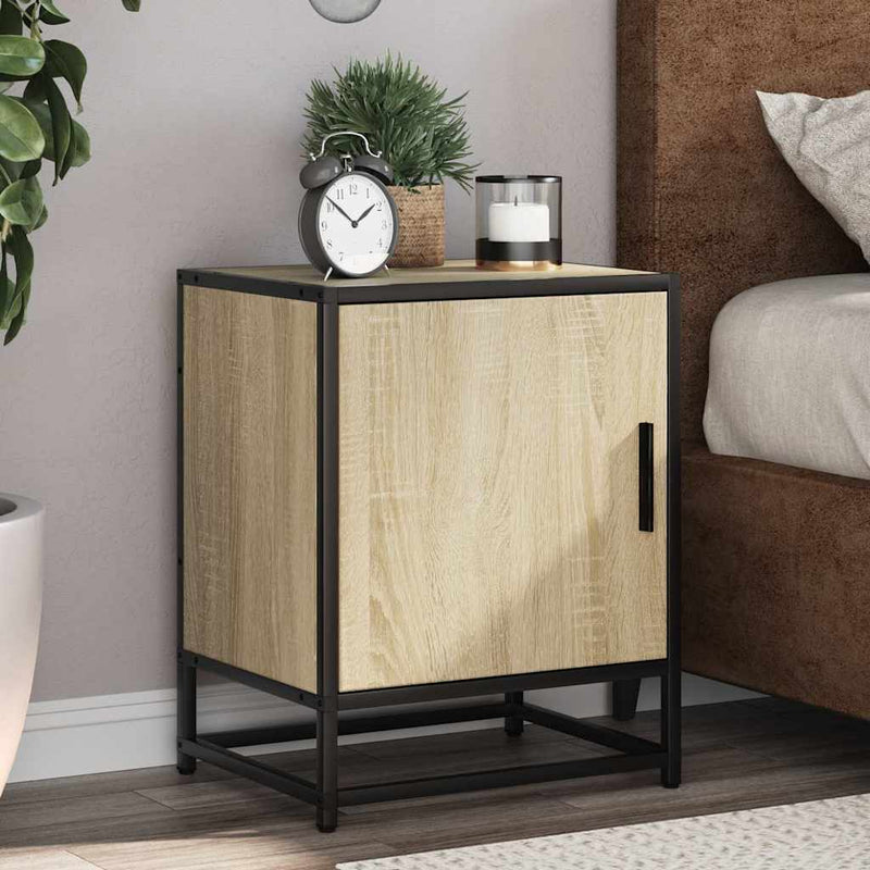 vidaXL éjjeliszekrények 2 db Sonoma tölgy 40x31x50 cm Gépi fa és fém