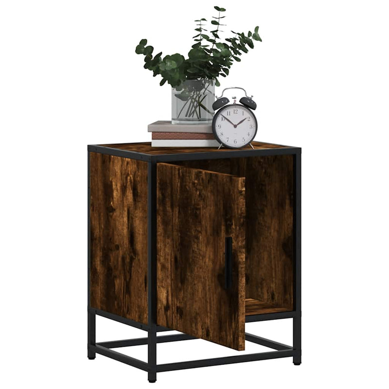 vidaXL éjjeliszekrény füstölt tölgy 40x31x50cm fából és fémből készült