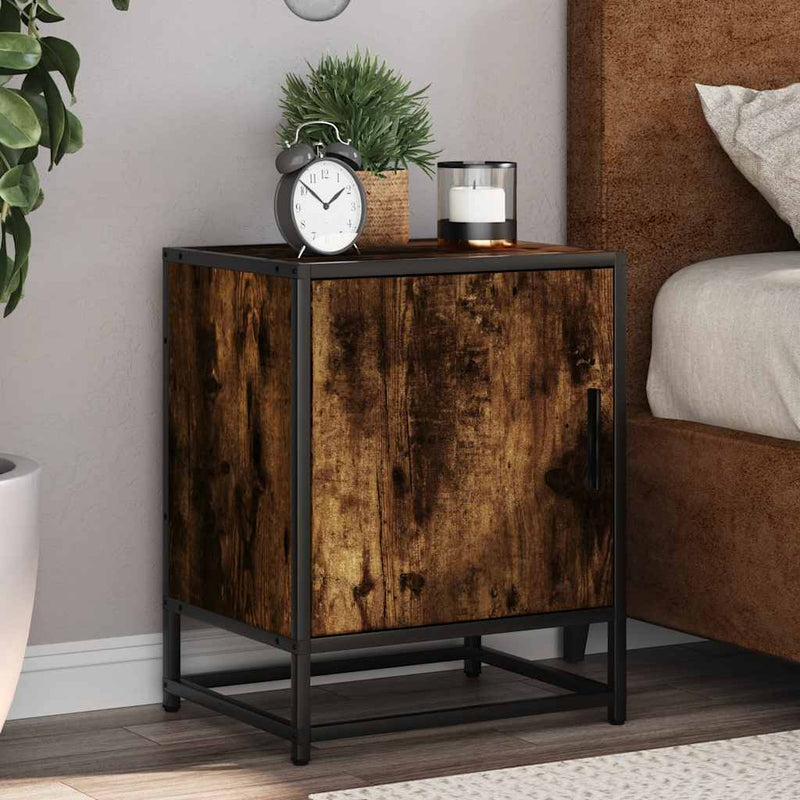 vidaXL éjjeliszekrény füstölt tölgy 40x31x50cm fából és fémből készült