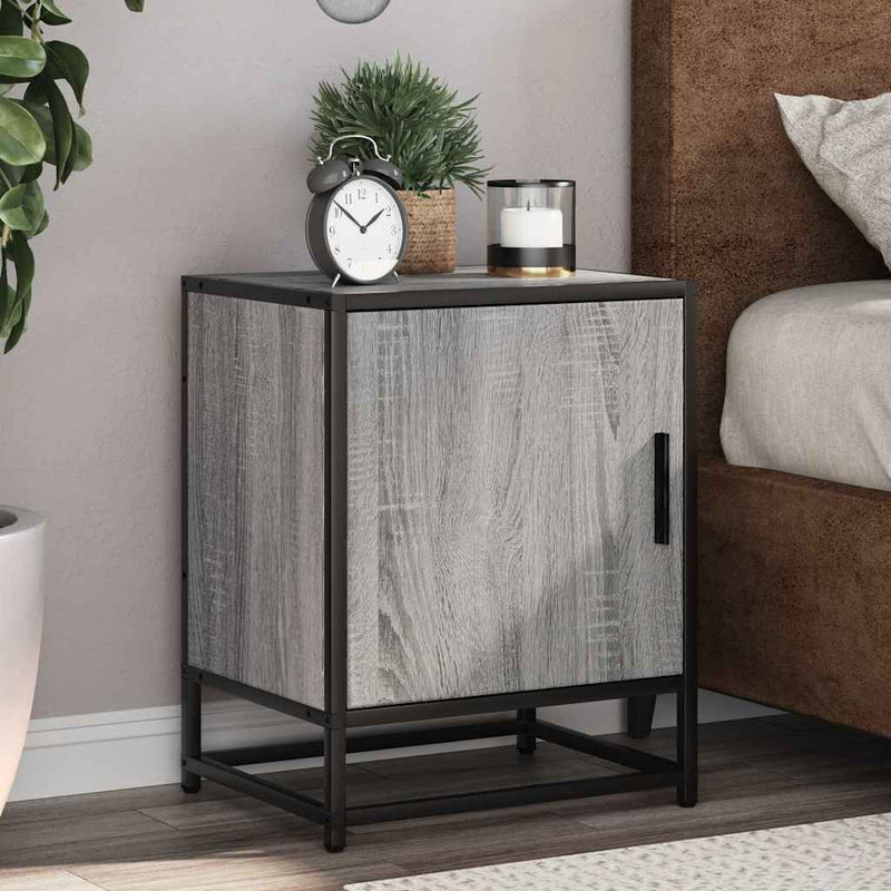 vidaXL éjjeliszekrény szürke Sonoma 40x31x50 cm Gépi fa és fém