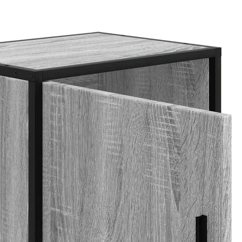 vidaXL éjjeliszekrények 2 db Szürke Sonoma Mérnöki fa és fém