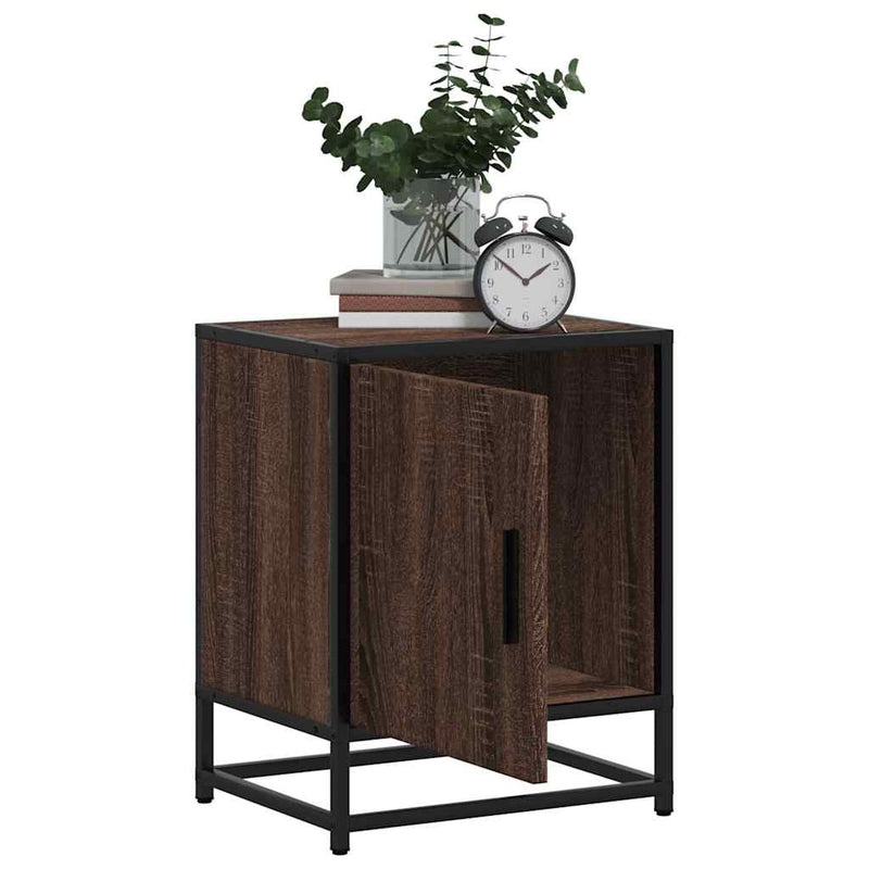 vidaXL éjjeliszekrény barna tölgy 40x31x50 cm műfából és fémből
