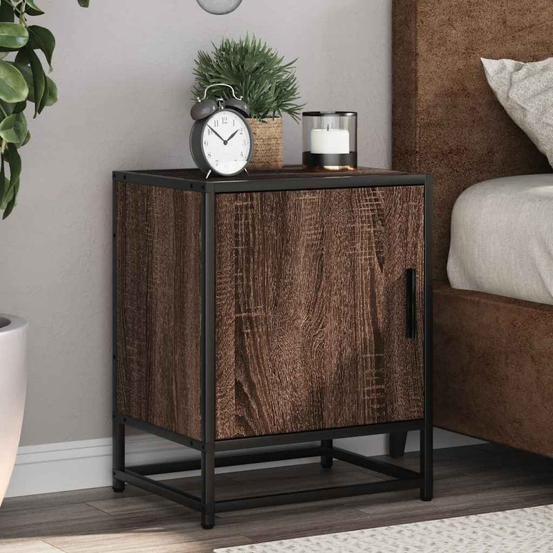 vidaXL éjjeliszekrény barna tölgy 40x31x50 cm műfából és fémből