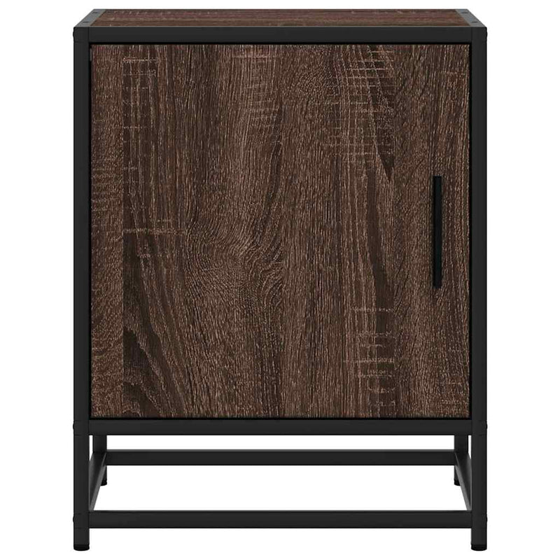 vidaXL éjjeliszekrények 2 db barna tölgy 40x31x50 cm műfából és fémből