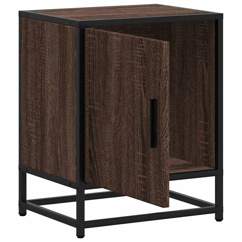 vidaXL éjjeliszekrények 2 db barna tölgy 40x31x50 cm műfából és fémből
