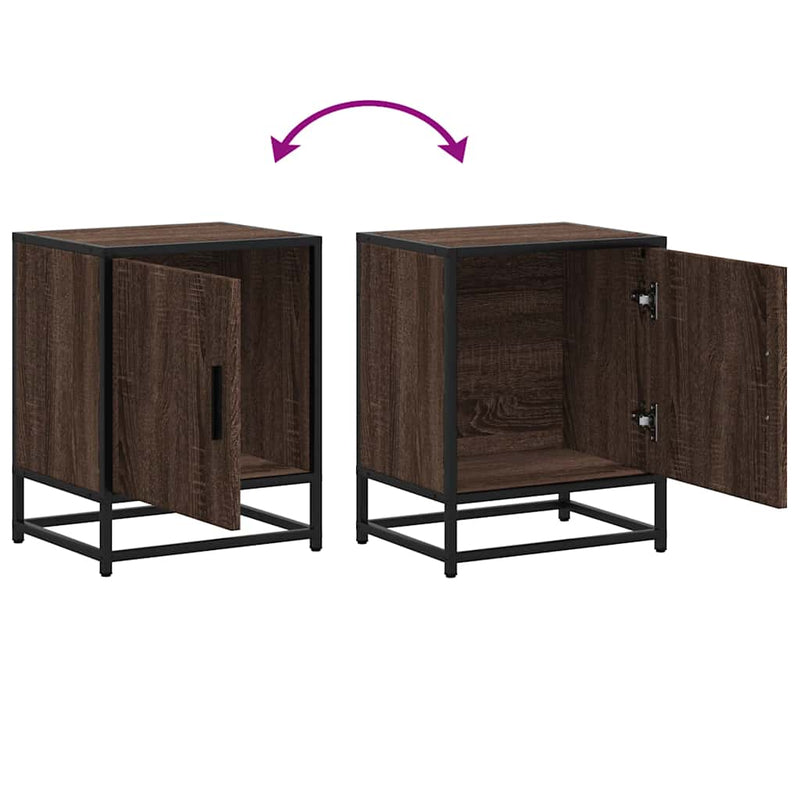 vidaXL éjjeliszekrények 2 db barna tölgy 40x31x50 cm műfából és fémből