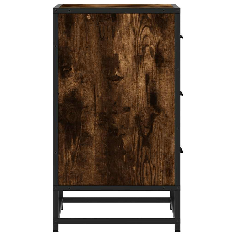 vidaXL éjjeliszekrény füstölt tölgy 40x34,5x60 cm fából fémből készült