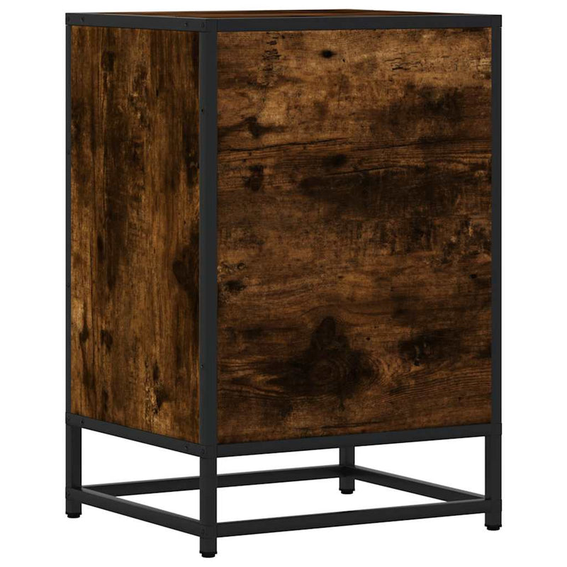 vidaXL éjjeliszekrény füstölt tölgy 40x34,5x60 cm fából fémből készült