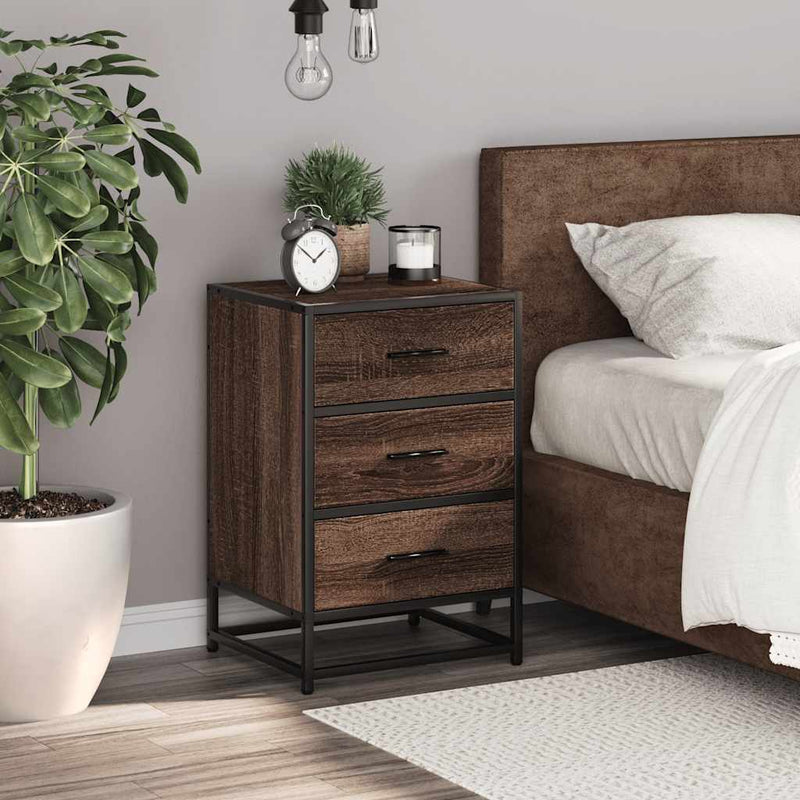 vidaXL éjjeliszekrény barna tölgy 40x34,5x60 cm műfából és fémből
