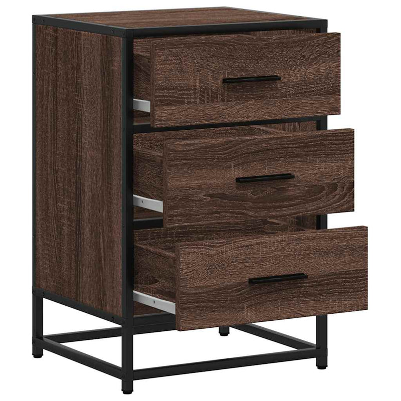 vidaXL éjjeliszekrény barna tölgy 40x34,5x60 cm műfából és fémből