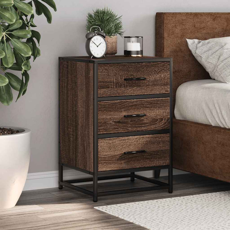 vidaXL éjjeliszekrény barna tölgy 40x34,5x60 cm műfából és fémből