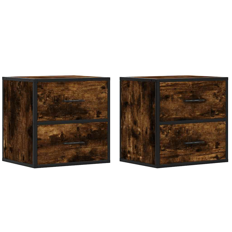 vidaXL 2db füstös tölgy színű fali éjjeliszekrény 40 x 31 x 39,5 cm