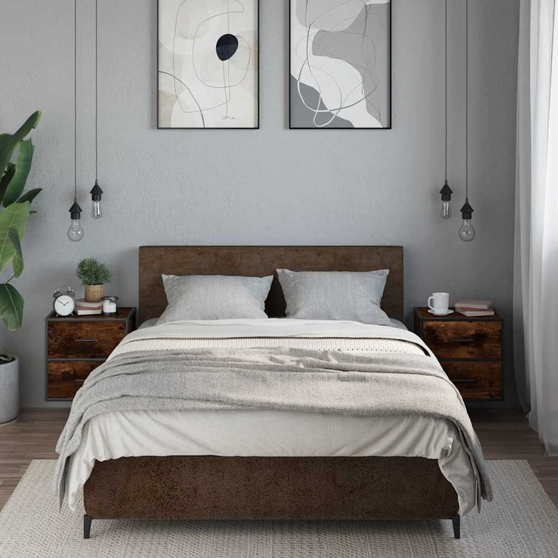 vidaXL 2db füstös tölgy színű fali éjjeliszekrény 40 x 31 x 39,5 cm