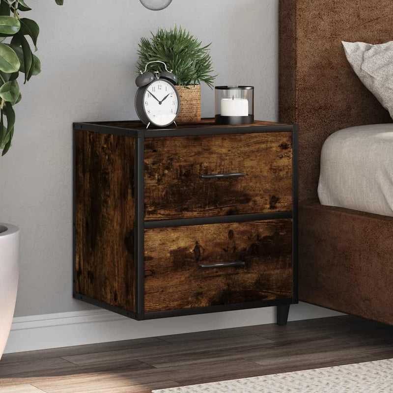 vidaXL 2db füstös tölgy színű fali éjjeliszekrény 40 x 31 x 39,5 cm