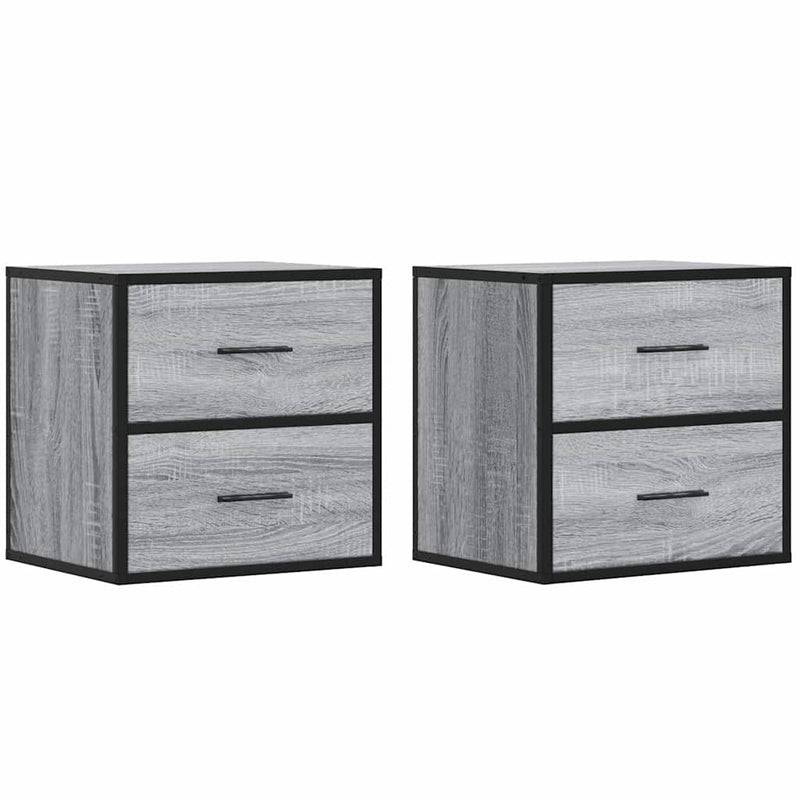 vidaXL 2 db szürke sonoma színű fali éjjeliszekrény 40 x 31 x 39,5 cm