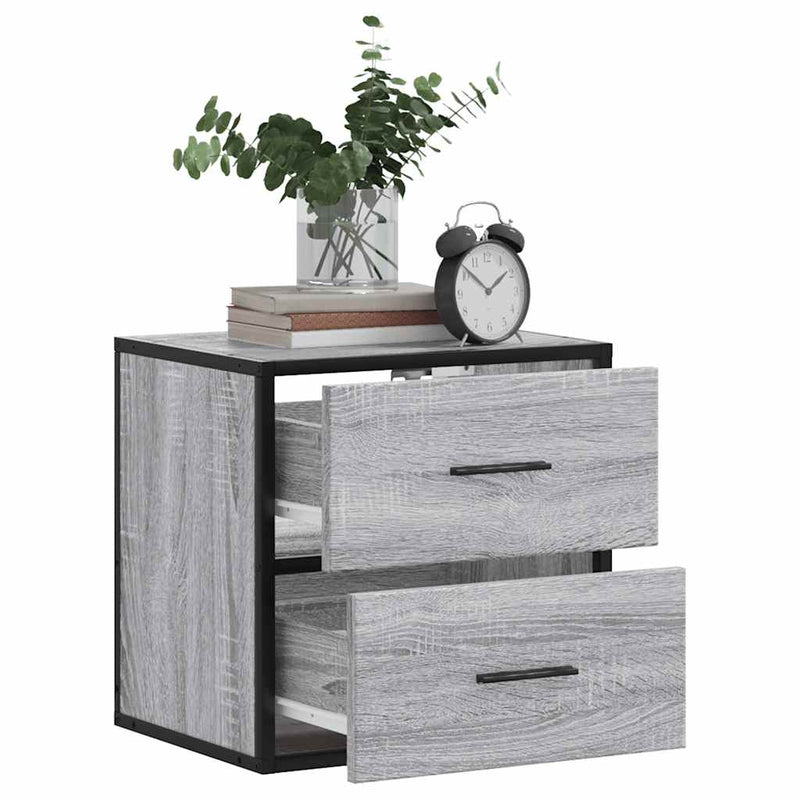 vidaXL 2 db szürke sonoma színű fali éjjeliszekrény 40 x 31 x 39,5 cm