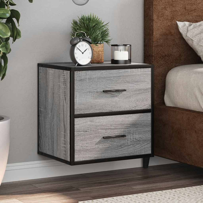 vidaXL 2 db szürke sonoma színű fali éjjeliszekrény 40 x 31 x 39,5 cm